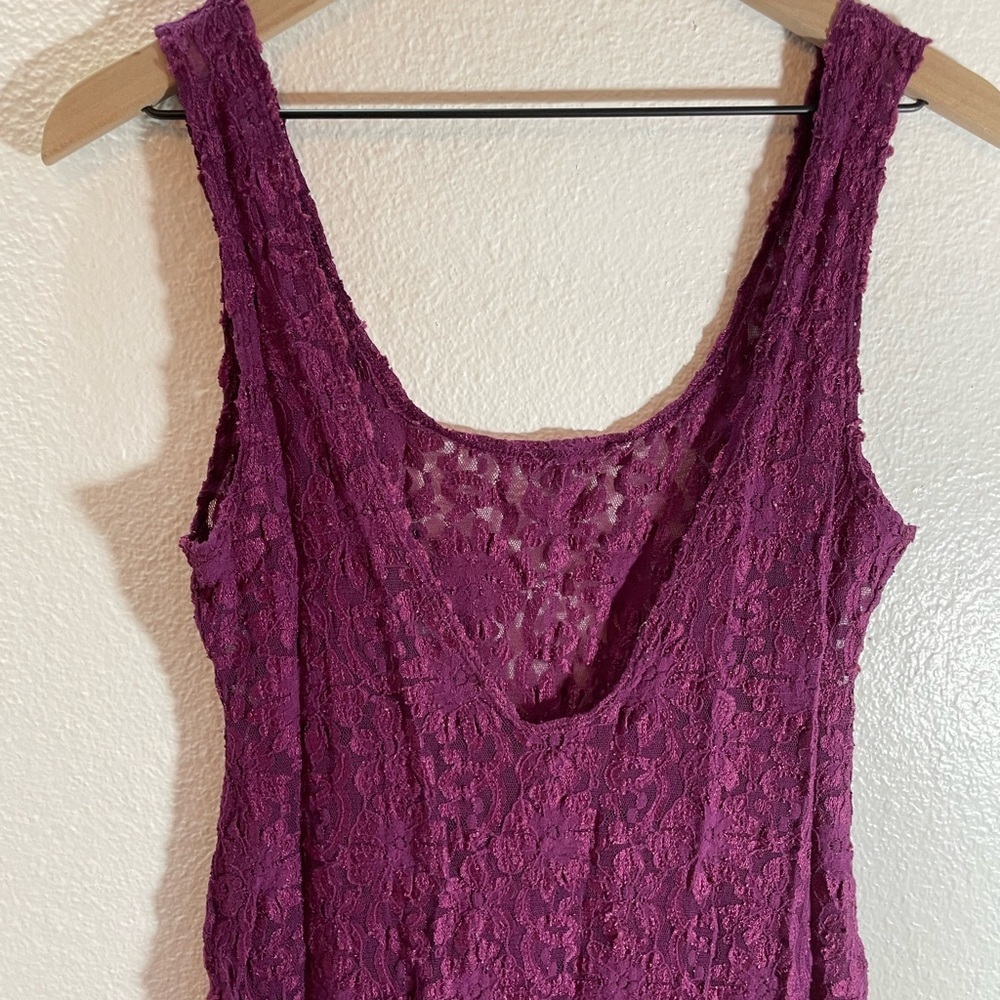 Vintage Val Mode Made in USA Magenta Lace Lingerie Dress Sexy Stretchy Size M/L - Picture 4 of 8